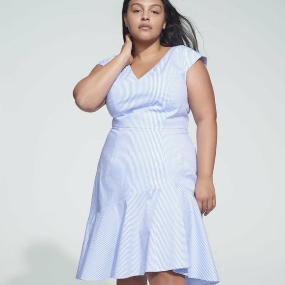 Eloquii Dresses & Skirts - Jason Wu x Eloquii Blue White Stripe Poplin Dress